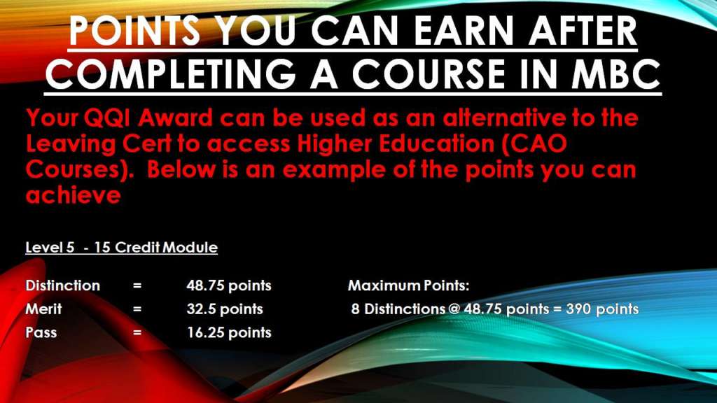 What CAO points can you earn doing a MBC course?