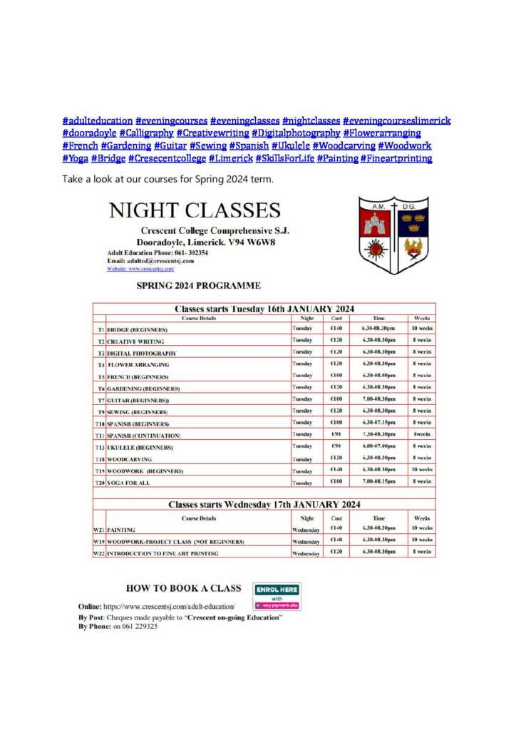 Crescent College Comprehensive Spring 2024 Term